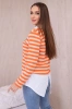Striped cotton blouse with collar orange+beige
