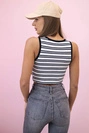 Dámský bavlněný top s výstřihem a zlatým akcentem modrá