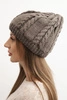 Women's winter wool hat with cable knit K452 mocha
