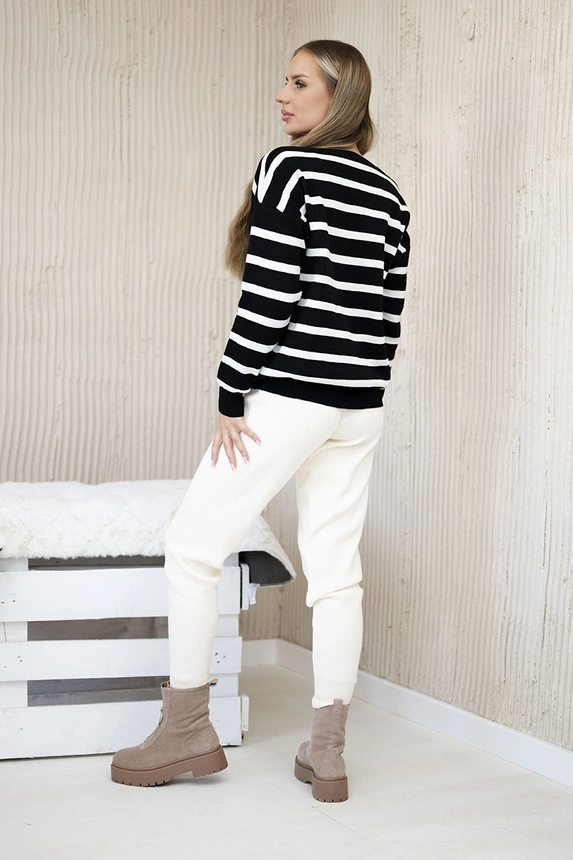 Pullover-Set Gestreiftes Sweatshirt + Hose ecru