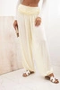 Women's viscose trousers with wide leg and ruffles yellow