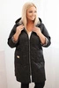 Women's quilted Plus Size jacket with leopard print lining and hood black