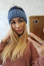 Bojana Fleecemütze K265 denim+blau+hellgrau