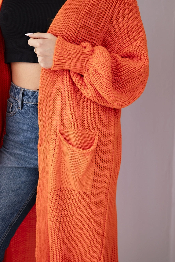 Sweater long cardigan orange