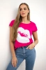 Blouse with lips print fuchsia