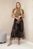 Tulle skirt with animal pattern brown