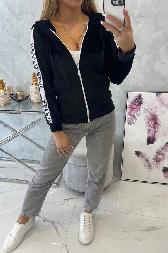 Velurová mikina s kapucí černá