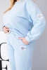 Damen Komplettset Plus Size aus Baumwolle mit lockerer Bluse und weit geschnittenen Hosen blau