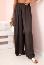 Weite Damenhose aus Viskose mit elastischem Bund braun