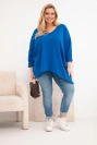 Moteriška medvilninė bluzka Plus Size su asimetriniu apačiu ir V formos iškirpte chabrowa