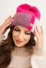 Damenhut aus buntem Viskose mit dekorativem Knopf fuchsia + dunkelrosa
