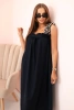 Women's dress with leopard print straps navy blue