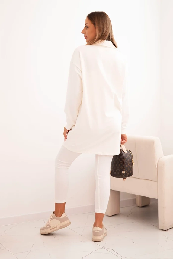 Dreiteiliges Set aus Bluse, Top und Leggings ecru