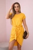 Tied dress with an envelope-like bottom mustard