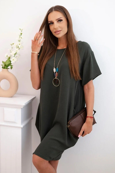 Dress with pockets and pendant khaki