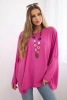 Oversize-Bluse mit Halskette rosa