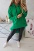 Padded sweatshirt with long back and hood green