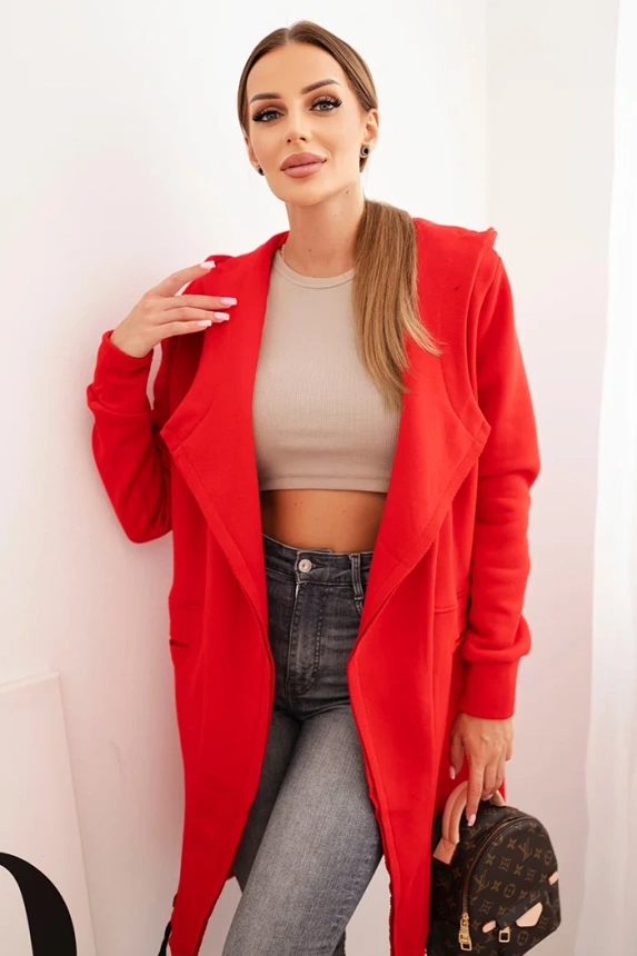 Šildanti striukė su gobtuvu raudona