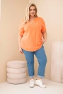 Women's Plus Size Cotton Button-Front Blouse orange