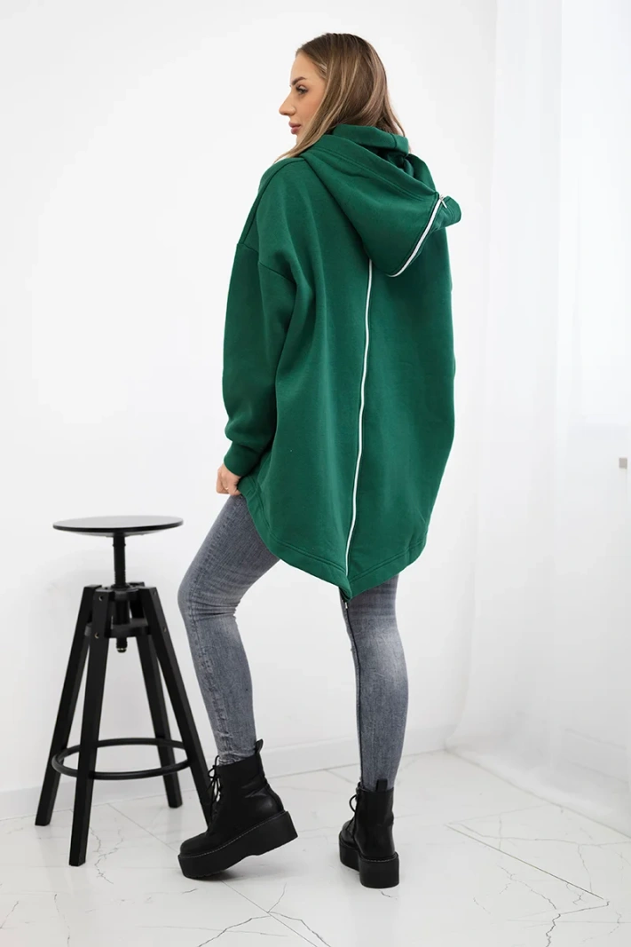 Zateplená mikina so zapínaním na zips vzadu tmavozelený