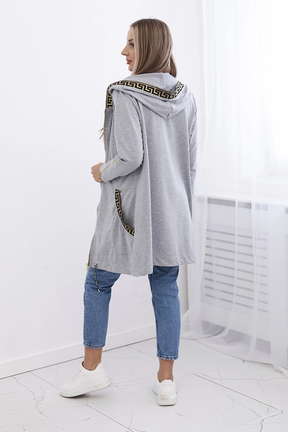 Džemperis su dekoratyvine pilka juosta