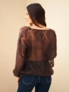 Damenpullover aus 80% Mohair, durchbrochen mit V-Ausschnitt braun
