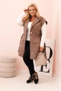 Dámská vesta Plus Size prošívaná s páskem a límcem fango