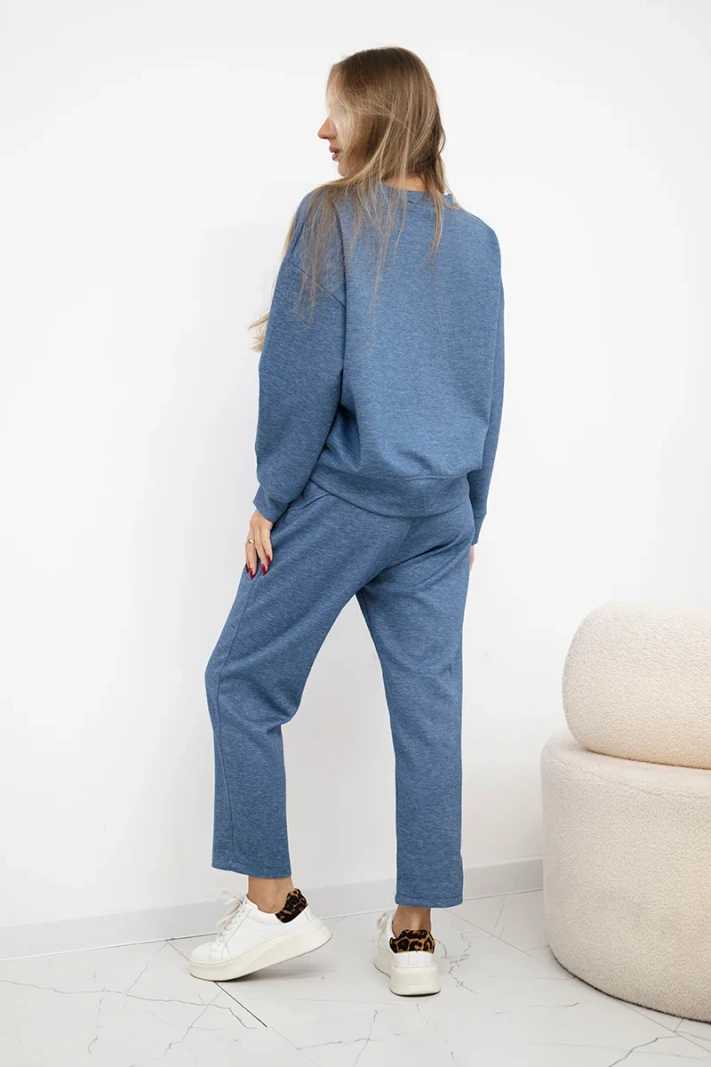 Buttery fabric set sweatshirt + pants denim melange