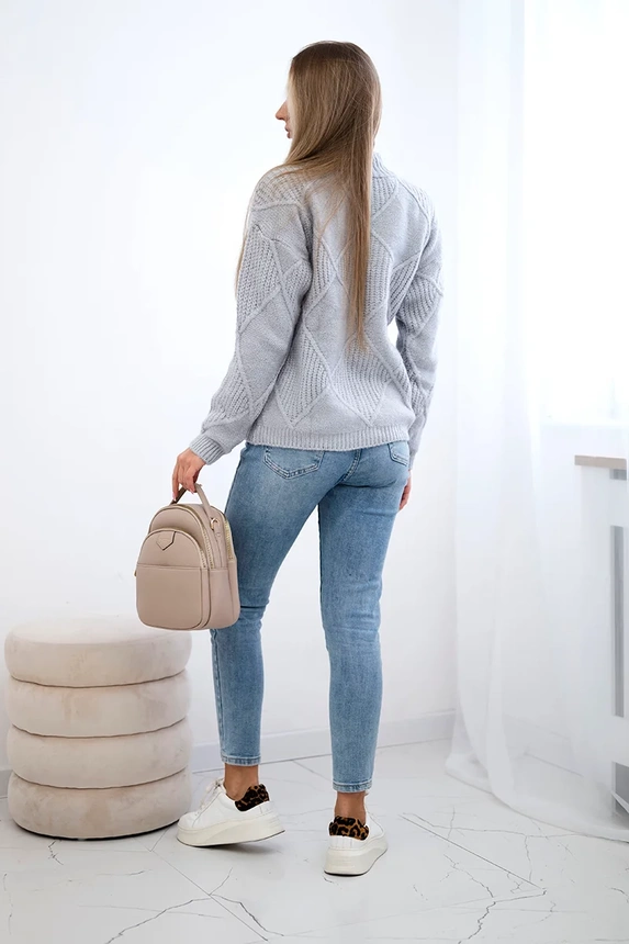 Sweater put over the head in diamonds grey