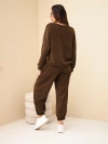 Damen-Set aus Cord mit Sweatshirt und Jogginghose braun