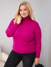 Sweter damski wiskozowy Plus Size z golfem o klasycznym kroju ciemny fioletowy