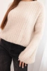 Women's mohair sweater with puff sleeves beige