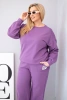 Dámská souprava Plus Size bavlněná s volnou mikinou a širokými kalhotami fialový