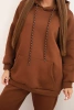 Women's warm cotton tracksuit with a hood camel