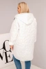 Women's Plus Size quilted jacket with a hood and the inscription HOPE white