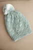 Women's winter hat with decorative knit and pompom K467 dark mint