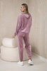 Velour set kangaroo sweatshirt + pants dark pink