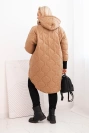 Damen Winterjacke Plus Size gesteppte mit Kapuze camel