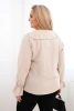 Damenbluse aus Viskose Plus Size mit Rüsche und dekorativer Brosche beige
