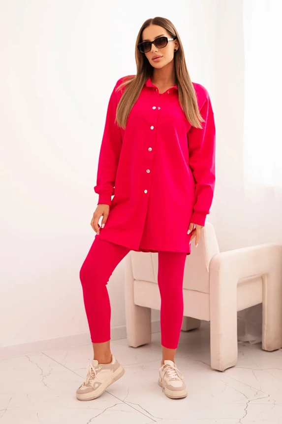 3-piece set of sweatshirt, top and leggings fuchsia