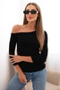 Women's blouse with one shoulder made of viscose with 3/4 sleeve black