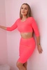 Bluse und Rock Set rosa Neon