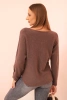 Women's sweater with viscose and V-neck mocha