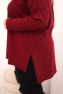 Damenbluse Plus Size asymmetrisch mit langen Ärmeln bordeaux
