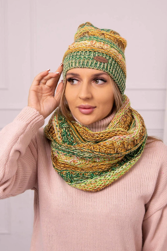 Moteriškas rinkinys su vilnoniu audiniu Felix K411 oranžinis+žalias