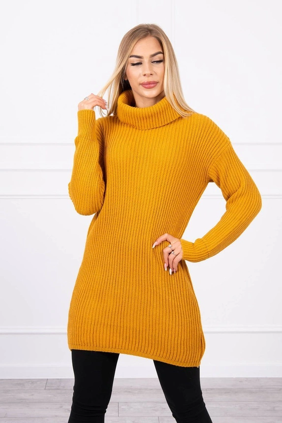 Sweter z golfem musztardowy