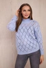 Sweater high neck  with diamond pattern blue