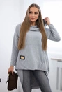 Langer Rücken Sweatshirt mit Kapuze grau