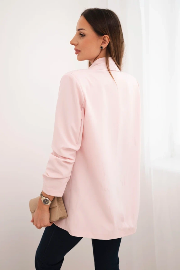 Elegant blazer with lapels powder pink