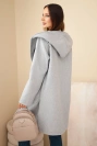 Women's coat with hood and large pockets gray melange